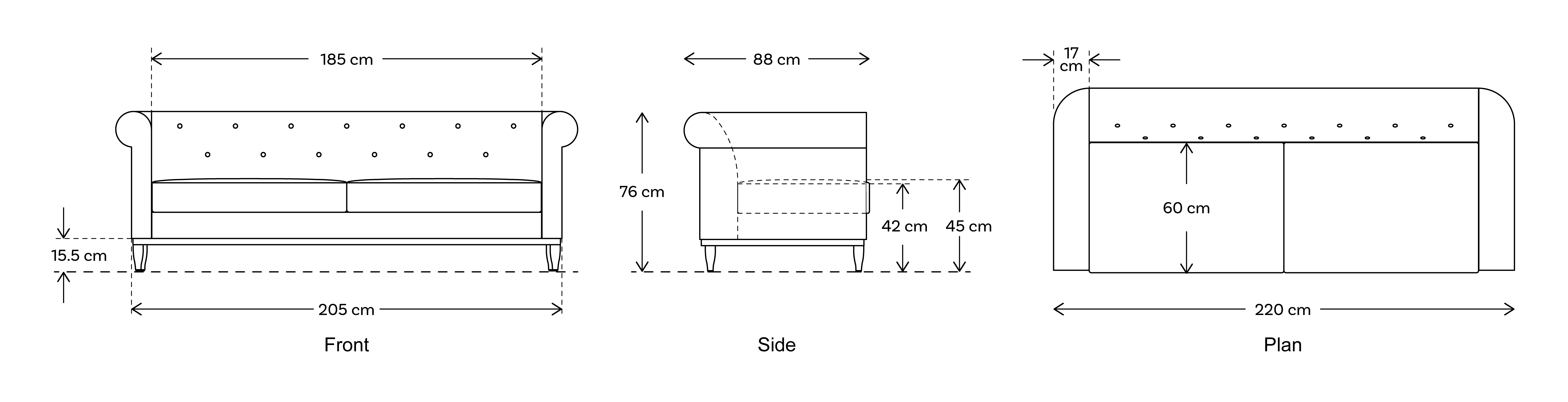 Model 09 3 Seater Sofa Chesterfield Sofa Swyft